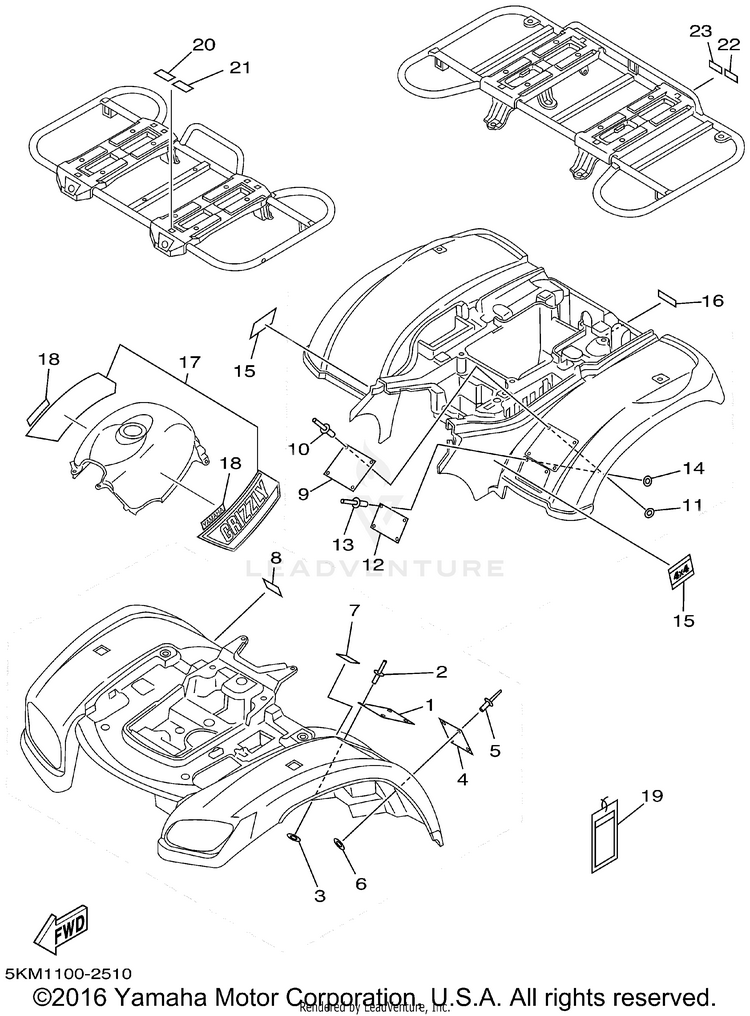 Emblem Label 1 GRIZZLY 660 - YFM660FP - 2002 Schematic