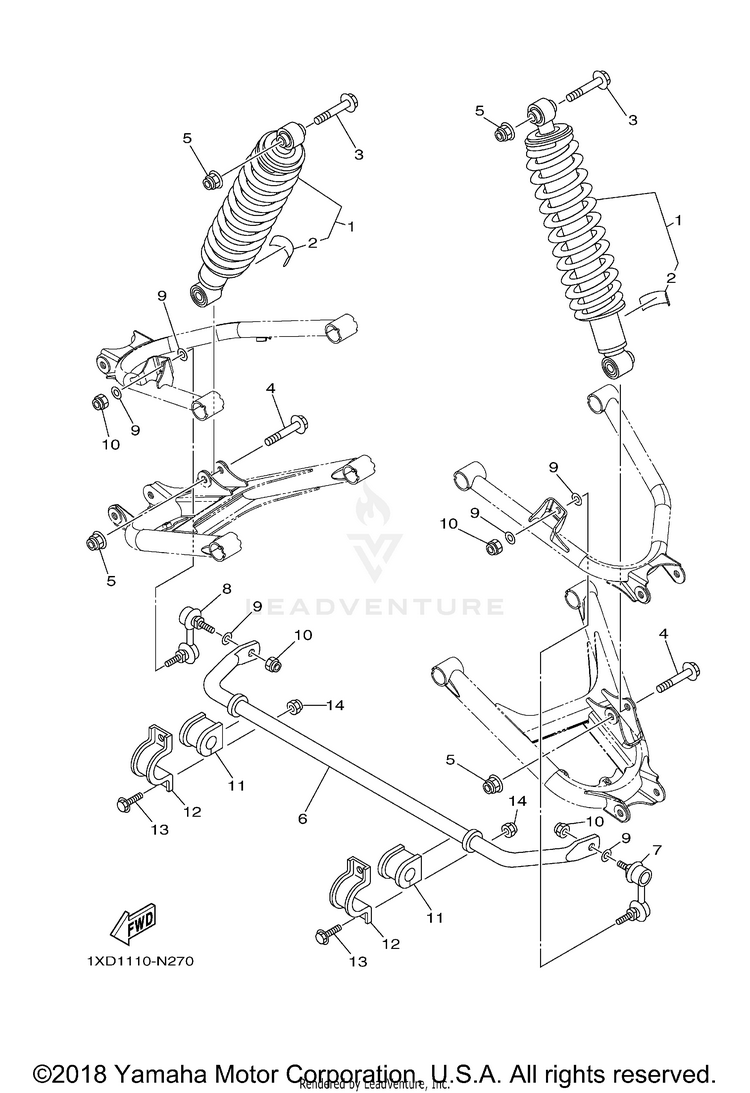 Rear Suspension VIKING EPS - YXM700PFG - 2015 Schematic