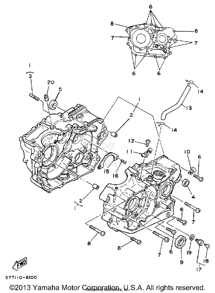 Crankcase (Non-California Model) Schematic