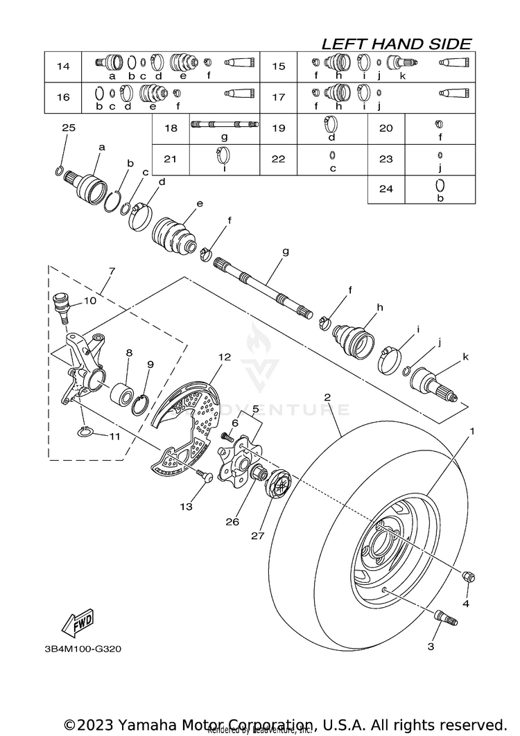 Front Wheel GRIZZLY 700 SPECIAL EDITION - YFM7FGPSPX - 2008 Schematic