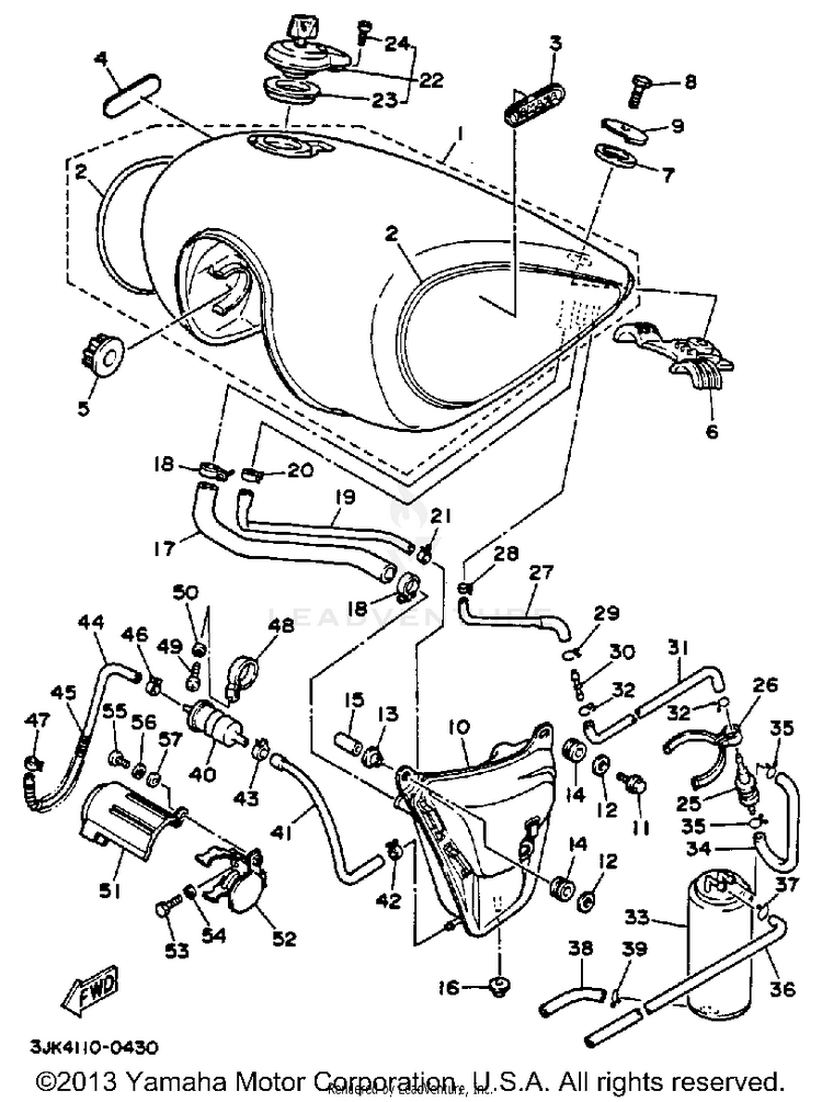 Fuel Tank California Model Only Schematic