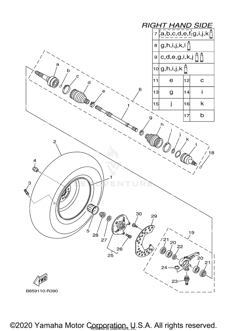 Front Wheel 2 VIKING EPS HUNTER - YXM70VPHLH - 2020 Schematic