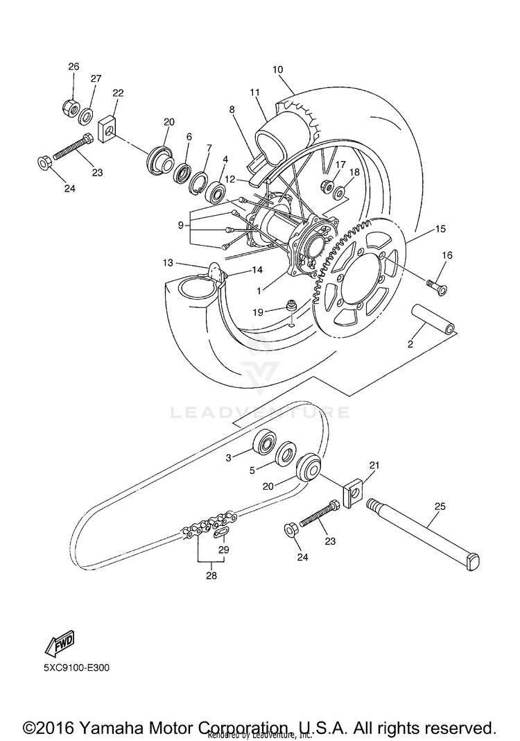 Rear Wheel YZ450F - YZ450FX - 2008 Schematic