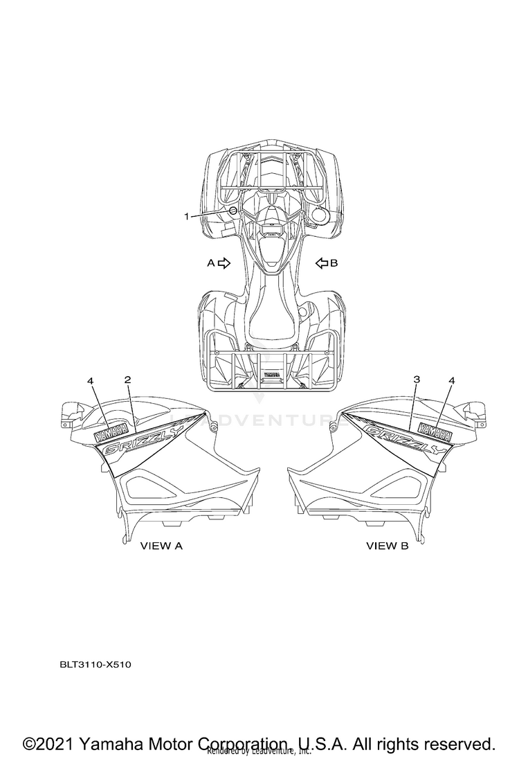 Graphics GRIZZLY EPS - YFM70GPANS - 2022 Schematic