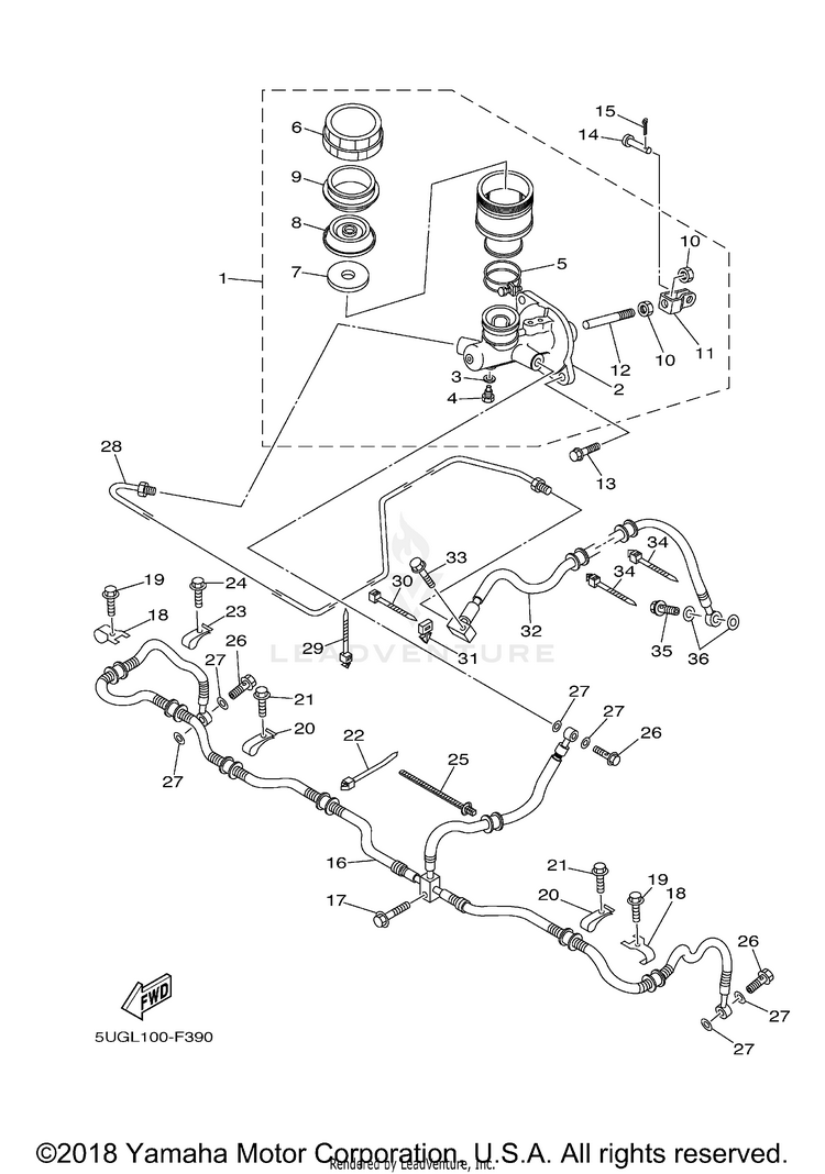 Rear Master Cylinder RHINO 450 SPECIAL ED - YXR45FSPX - 2008 Schematic