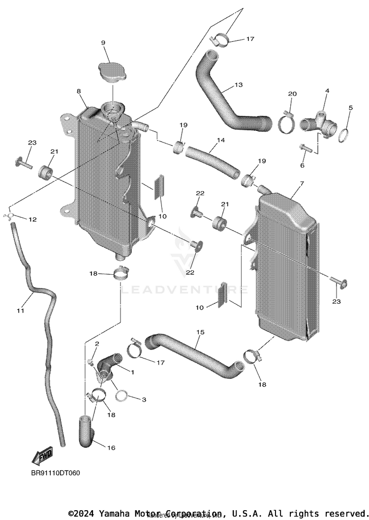 Radiator Hose YZ450F - YZ450FJL - 2018 Schematic