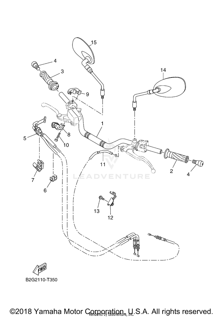 Steering Handle Cable XSR700 - XSR700JCL - 2018 Schematic