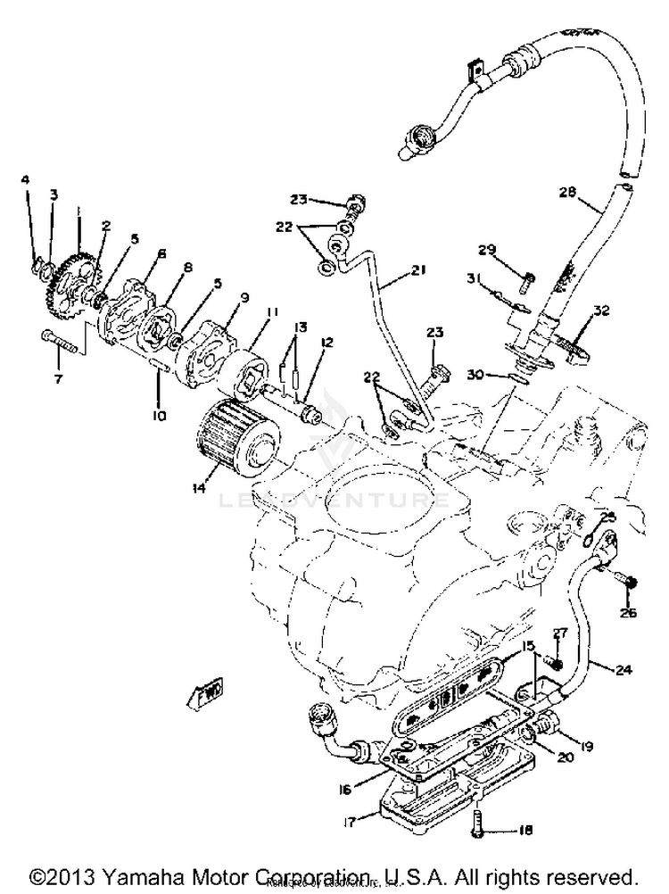 Oil Pump - Oil Cleaner XT500E_205 - 1978 Schematic