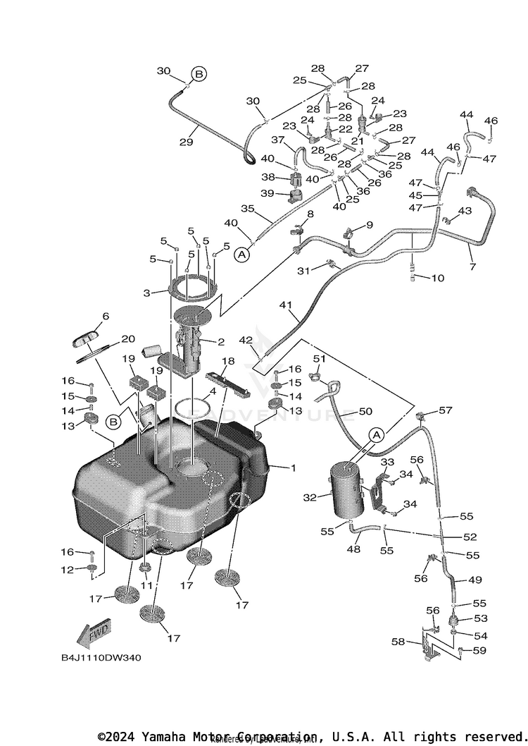 Fuel Tank WOLVERINE RMAX 2 - YXE10WPAMS - 2021 Schematic