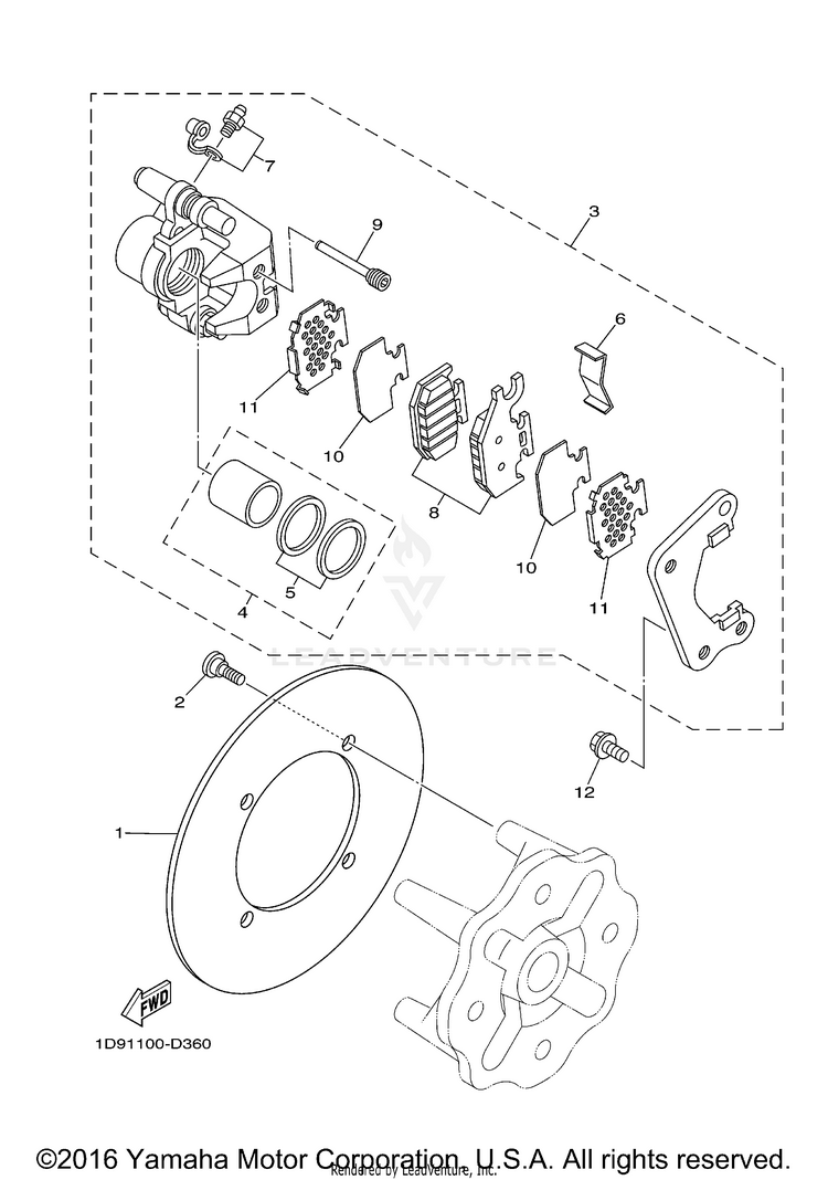 Rear Brake Caliper GRIZZLY 400 4WD - YFM4FGX - 2008 Schematic