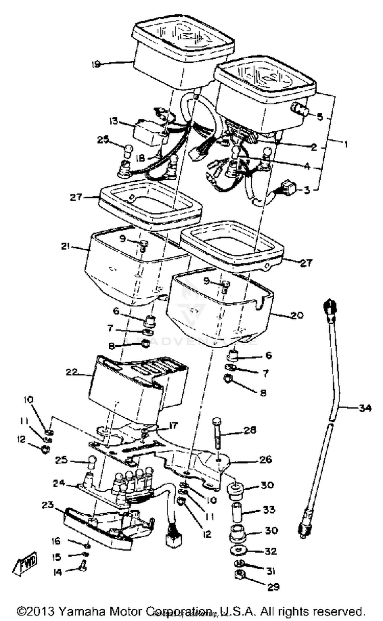 Speedometer Tachometer XS1100G - 1980 Schematic