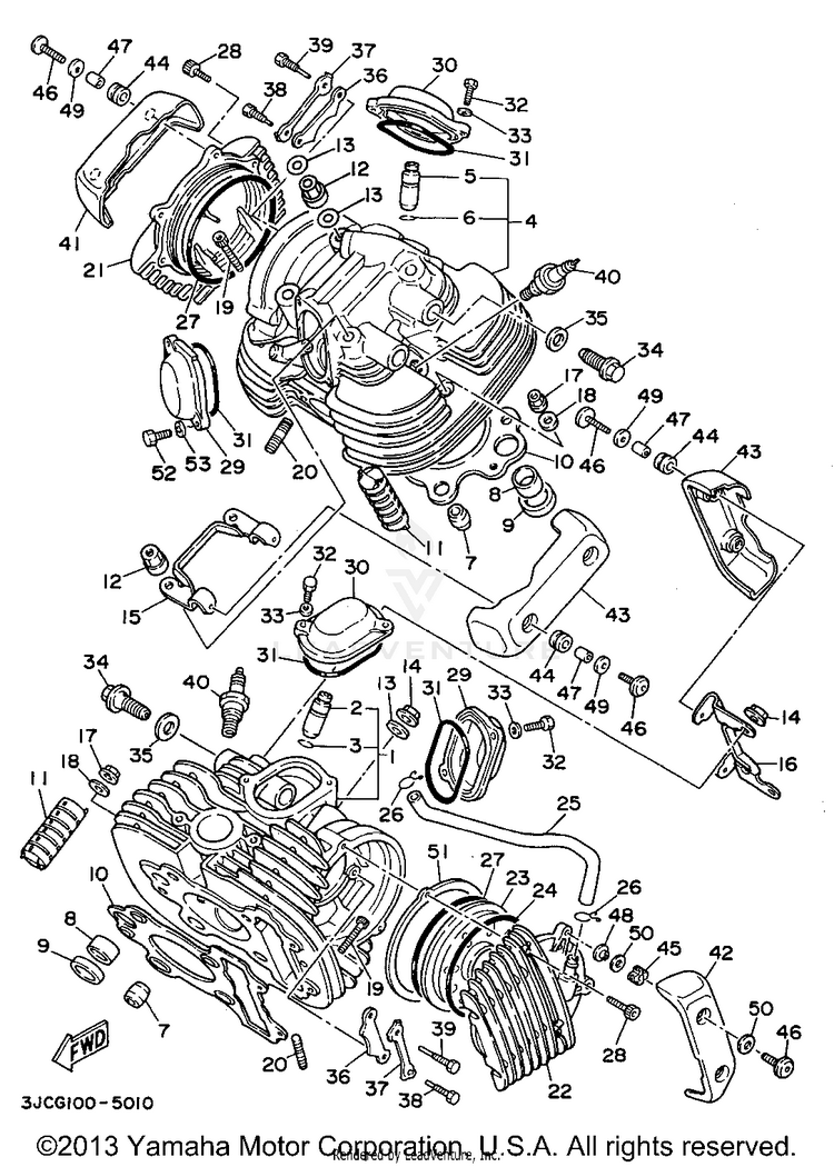 Cylinder Head VIRAGO 535 - XV535GC - 1995 Schematic