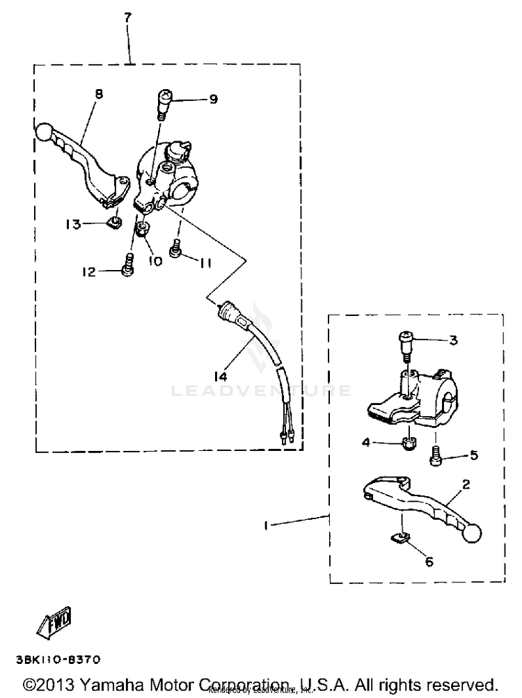 Handle Switch - Lever DT50LC - 1990 Schematic