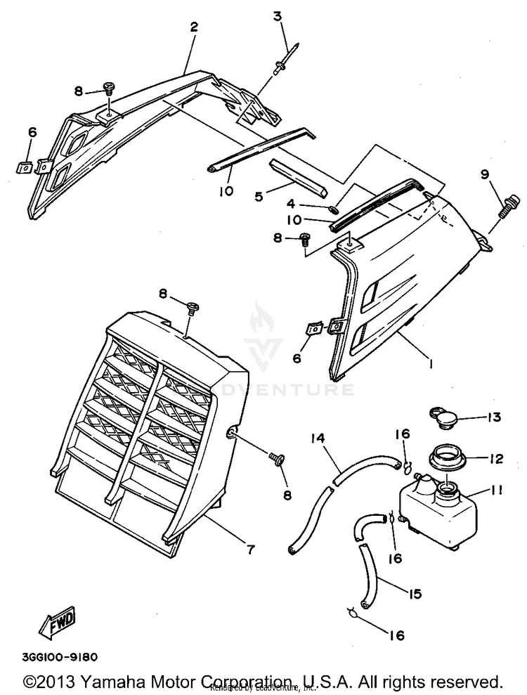 Side Cover BANSHEE - YFZ350G - 1995 Schematic