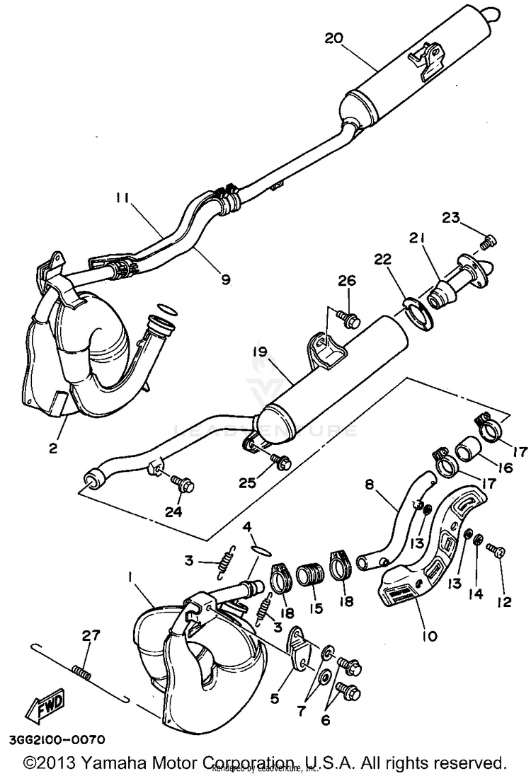 Exhaust BANSHEE - YFZ350G - 1995 Schematic