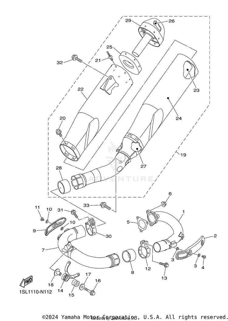Exhaust YZ450F - YZ450FFL - 2015 Schematic