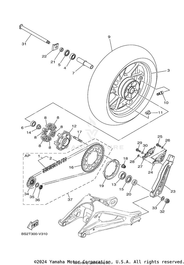 Rear Wheel MT09 CA - MT09LCB - 2020 Schematic