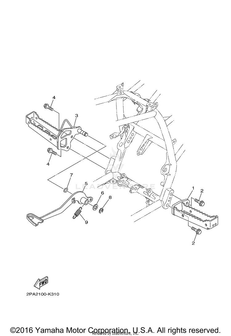 Stand Footrest RAPTOR 125 - YFM125RBL - 2012 Schematic