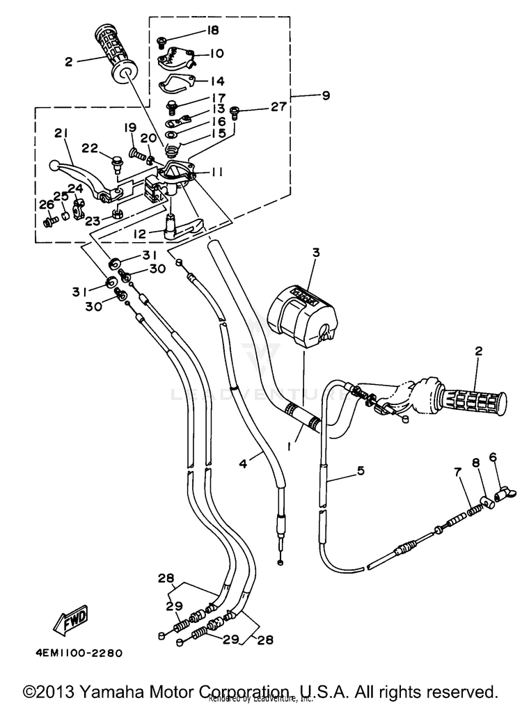 Steering Handle - Cable Schematic