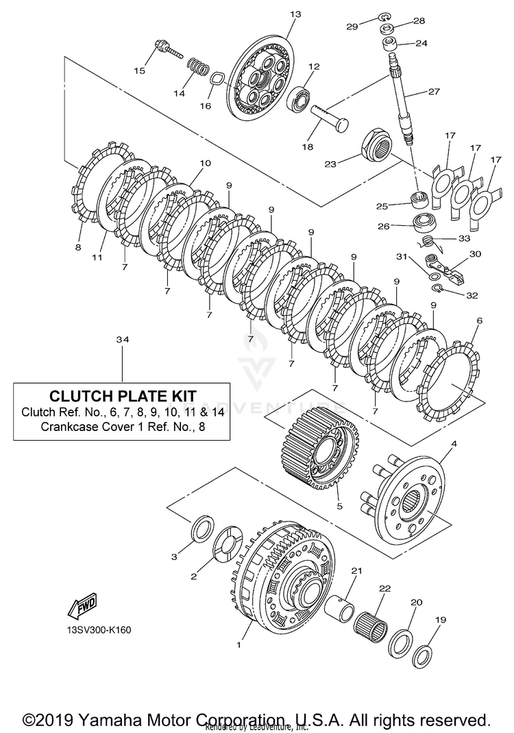 Clutch YZF-R6 - YZFR6BCB - 2012 Schematic