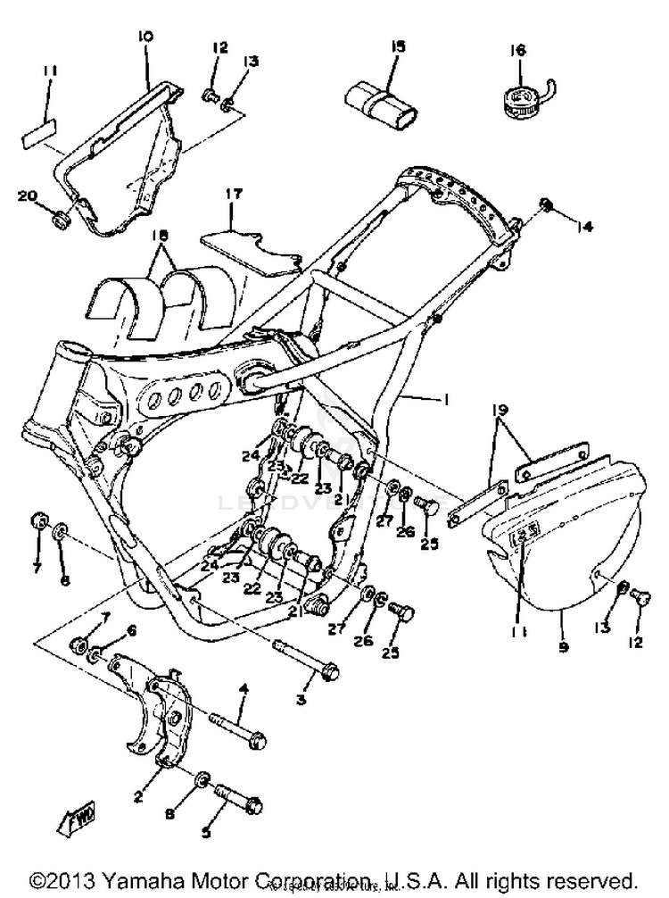 Frame - Side Cover Yz125e Schematic