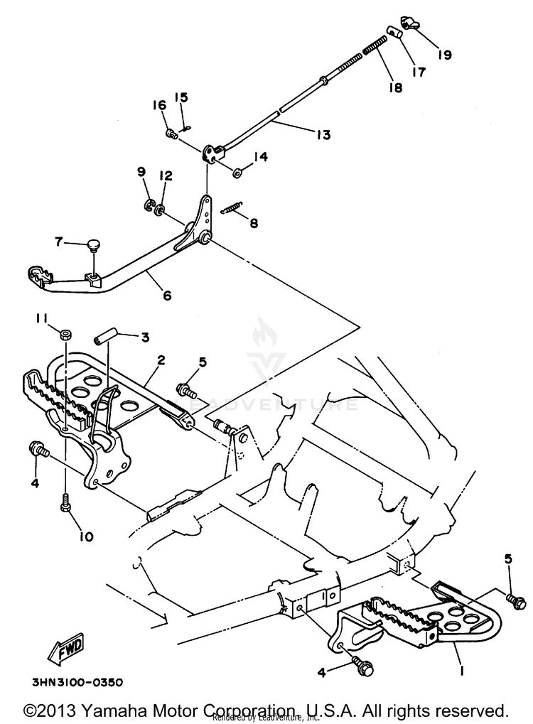 Stand Footrest BIG BEAR 4WD - YFM350FWG_ - 1995 Schematic