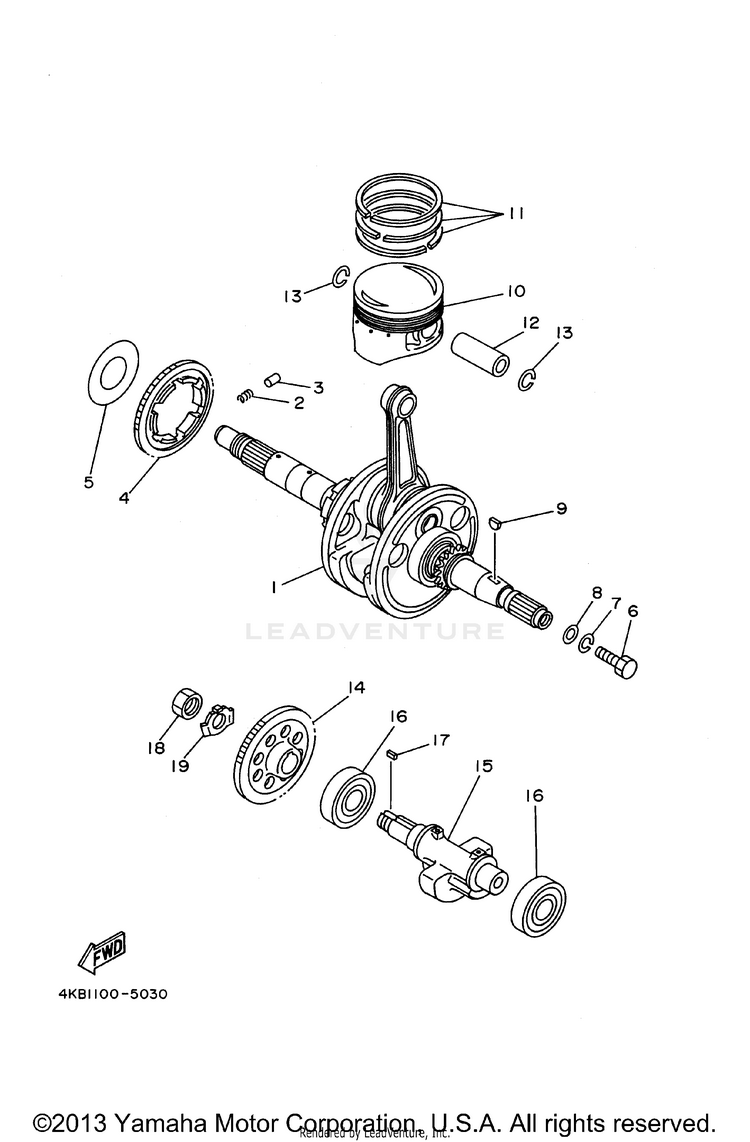 Crankshaft - Piston WOLVERINE 4WD - YFM350FXH - 1996 Schematic