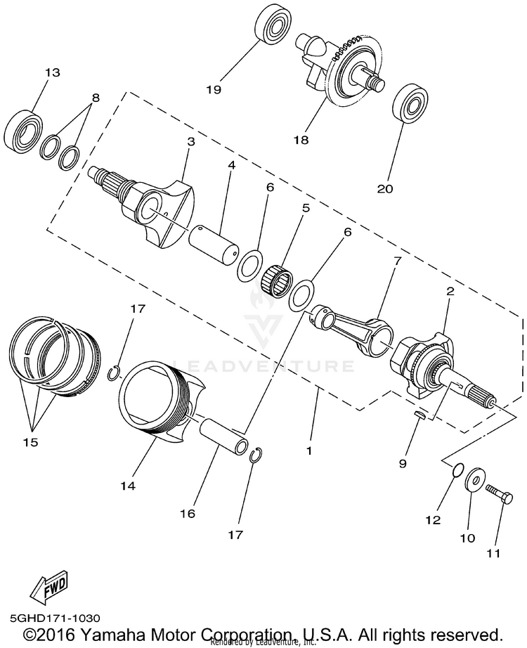Crankshaft Piston KODIAK 4WD - YFM400FAP - 2002 Schematic
