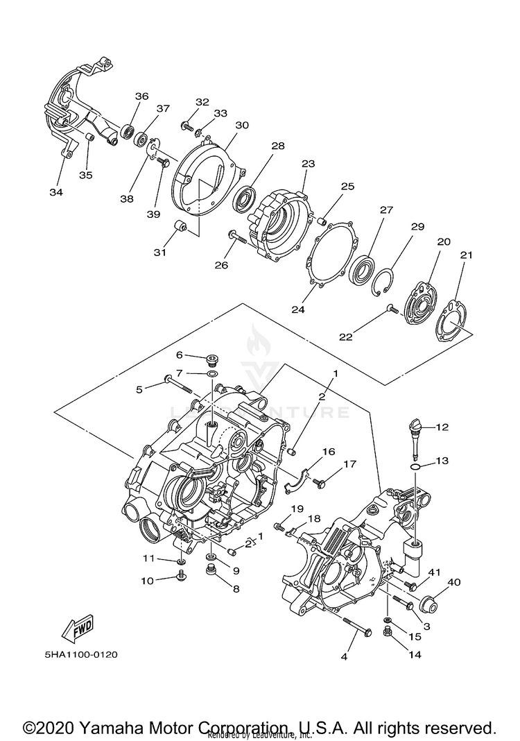 Crankcase KODIAK 4WD HUNTER - YFM400FAHN - 2001 Schematic