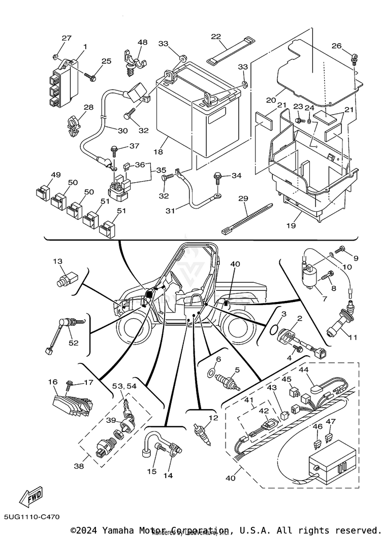 Electrical 1 RHINO 660 - YXR660FAS - 2004 Schematic