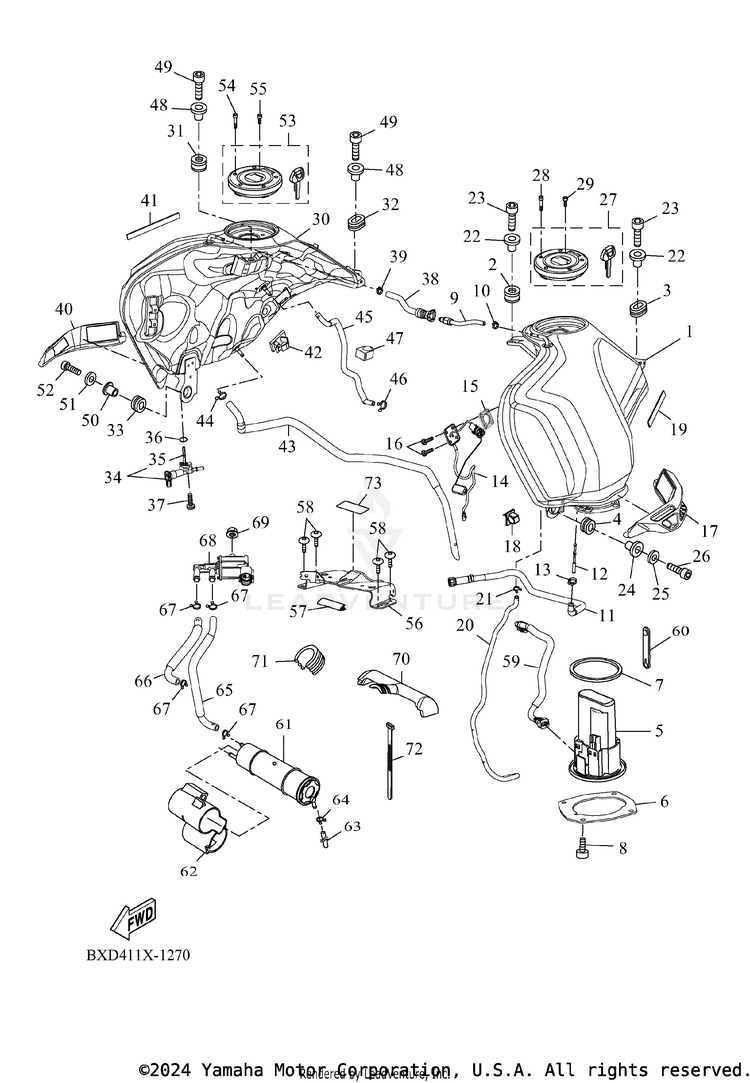 Fuel Tank TENERE 700 WORLD RAI - XTZ7WRTCB - 2026 Schematic