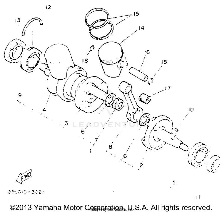 Crankshaft - Piston BANSHEE - YFZ350E - 1993 Schematic