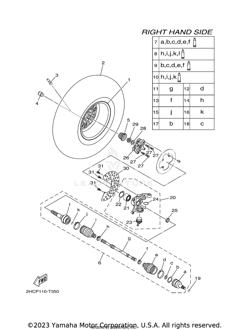 Front Wheel 2 YXZ100R EPS SS - YXZ10YEXJD - 2018 Schematic
