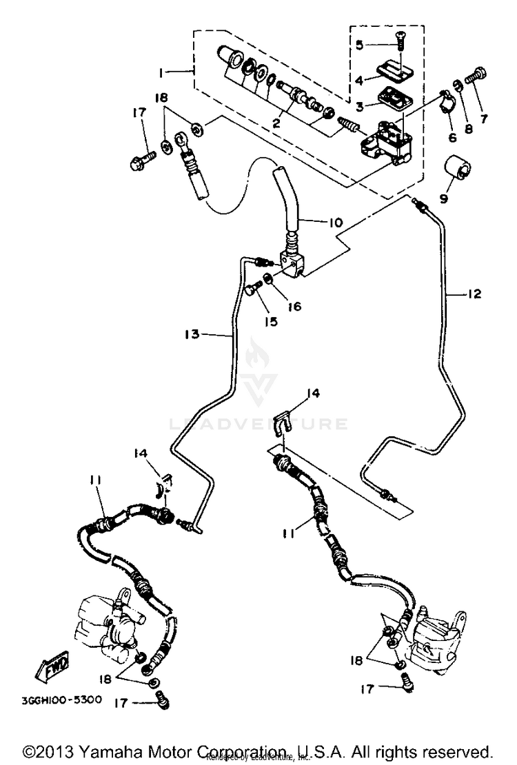 Front Master Cylinder BANSHEE - YFZ350G_MN - 1995 Schematic