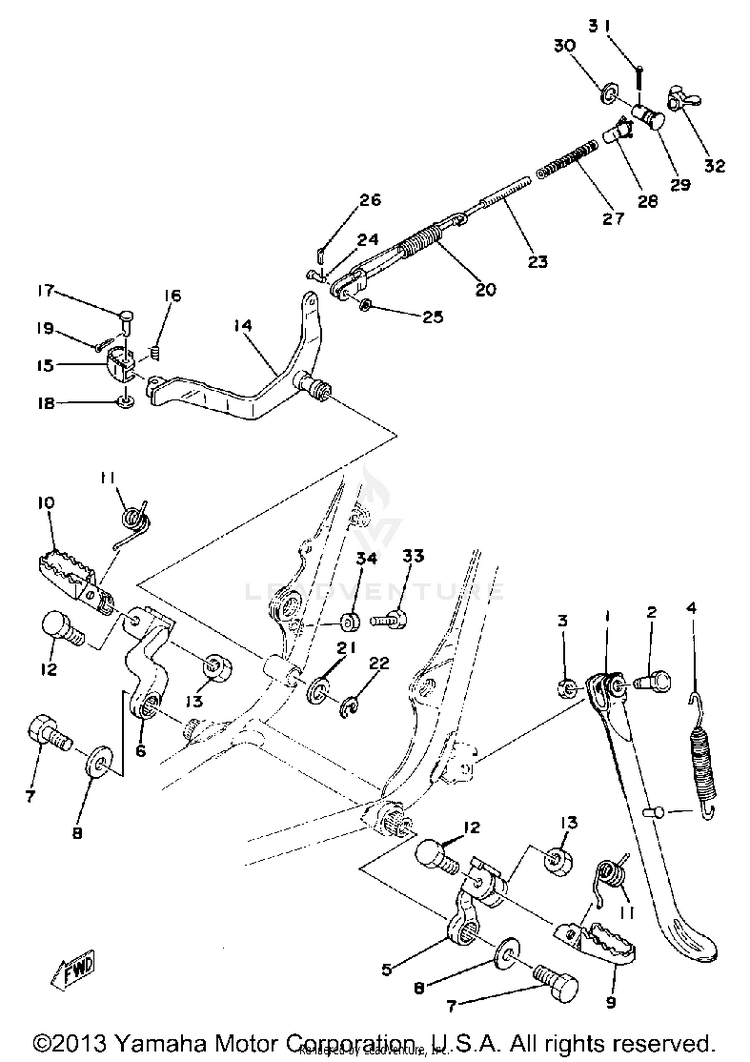 Stand-Footrest-Brake Pedal Schematic