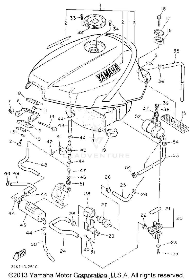 Fuel Tank California Model Only Schematic