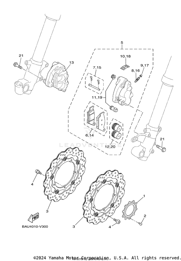 Front Brake Caliper TENERE 700 - XTZ7NB - 2022 Schematic