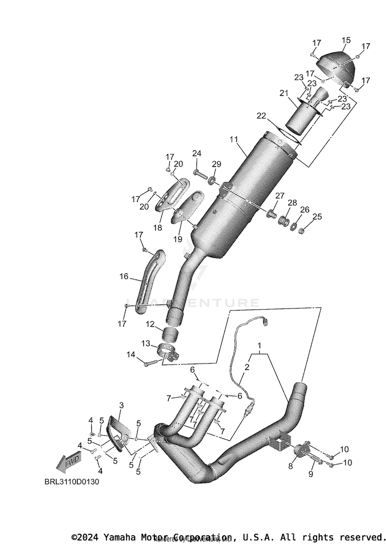 Exhaust TENERE 700 - XTZ7TCL - 2026 Schematic