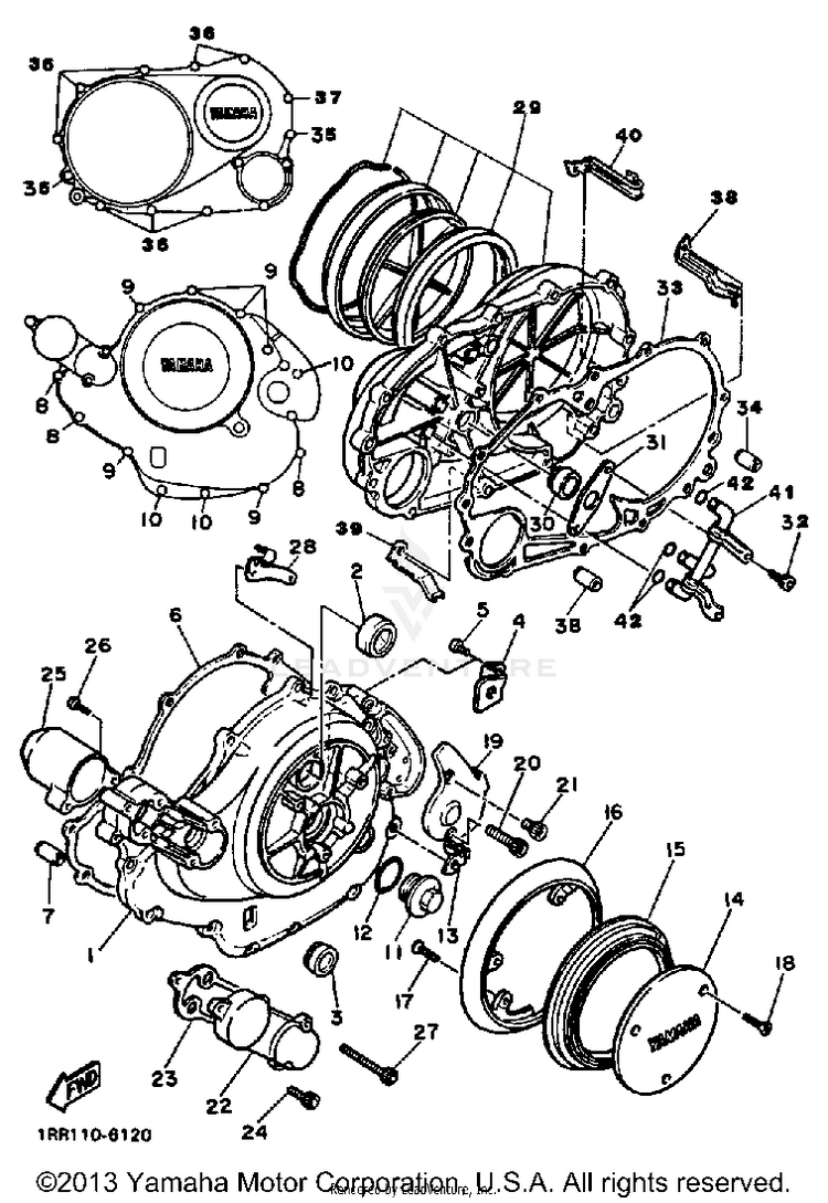 Crankcase Cover 1 VIRAGO 700 - XV700SSC - 1986 Schematic