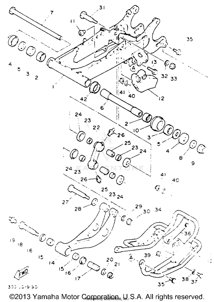 Swing Arm BANSHEE - YFZ350E_MN - 1993 Schematic