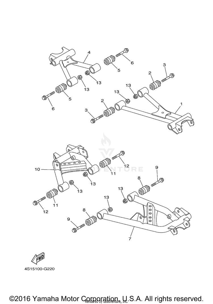 Rear Arm GRIZZLY 400 4WD - YFM4FGX - 2008 Schematic