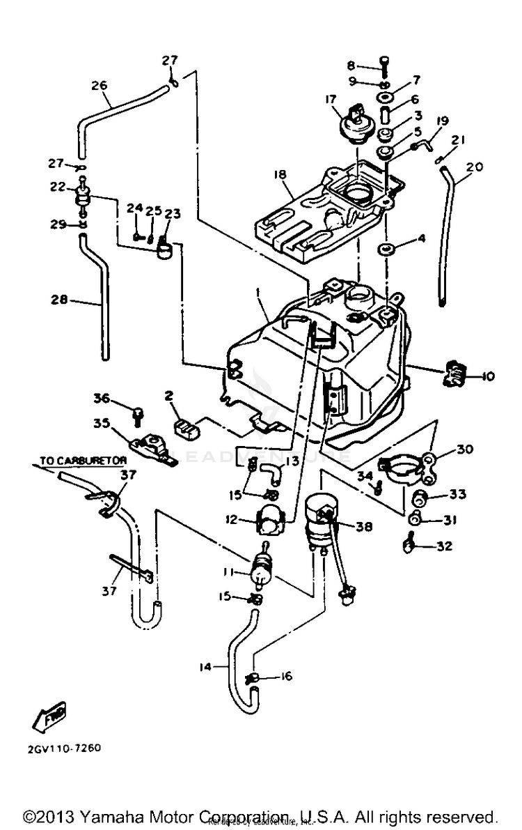 Fuel Tank (Non - California Model) Schematic