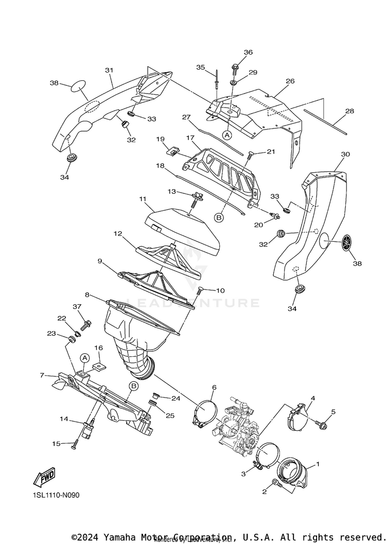 Intake YZ450F - YZ450FEL - 2014 Schematic