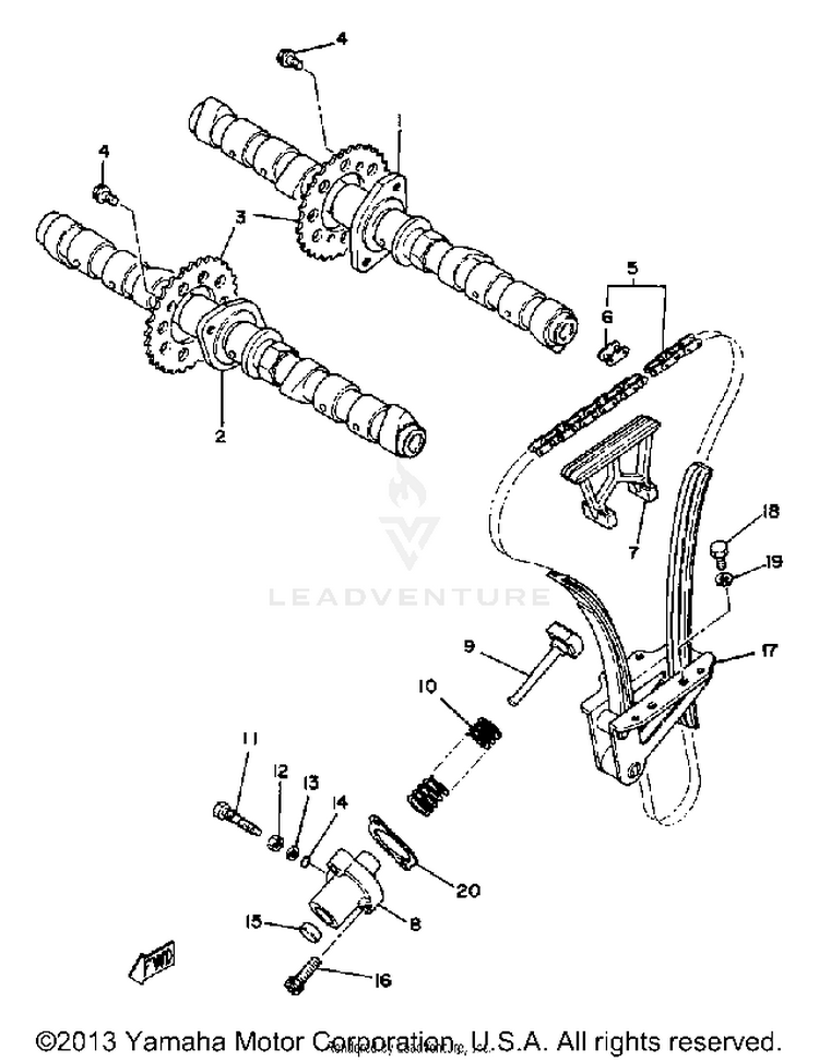 Camshaft Chain XS1100SH - 1981 Schematic
