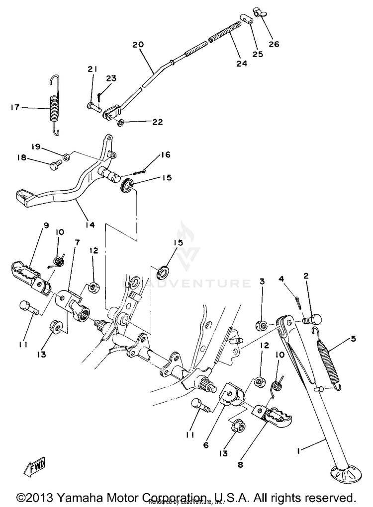 Stand - Footrest - Brake Pedal Schematic
