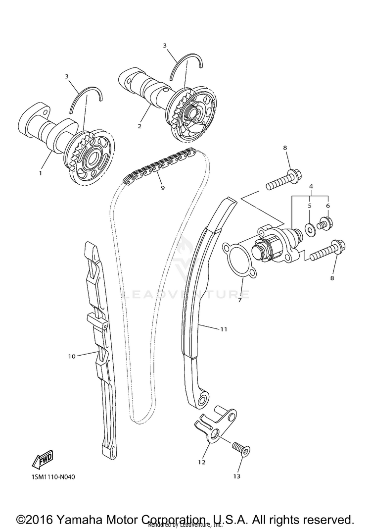 Camshaft Chain YZ250F - YZ250FG - 2016 Schematic