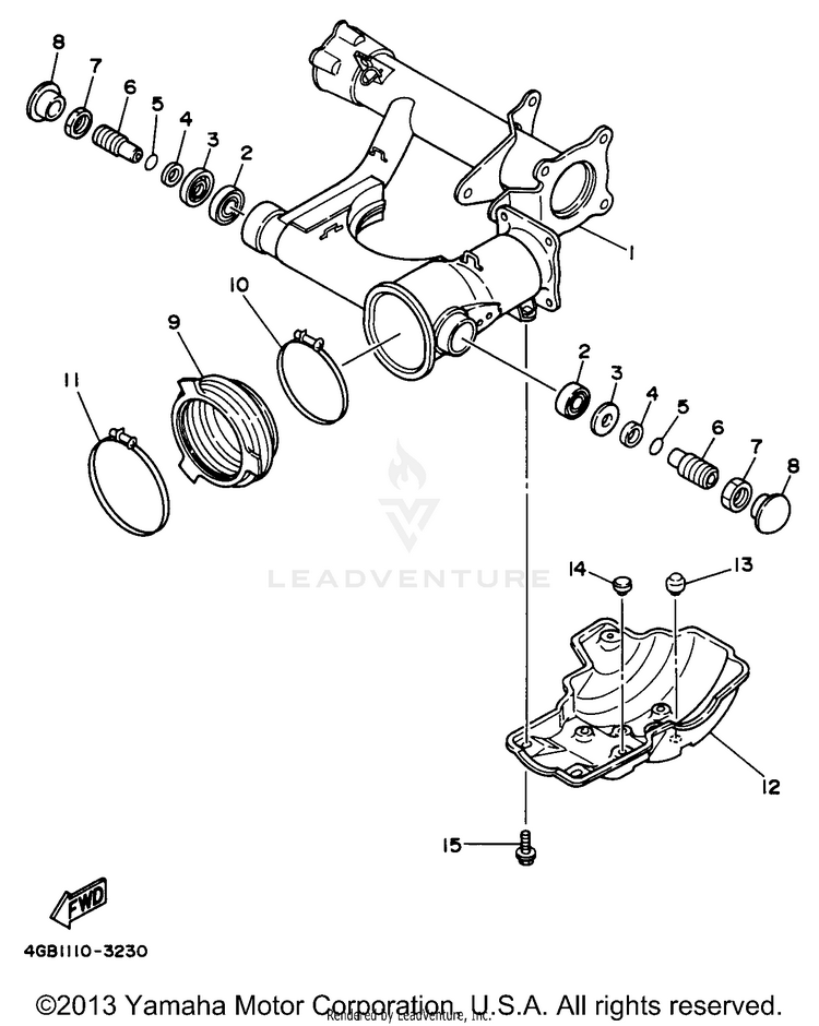 Rear Arm - Suspension KODIAK 4WD - YFM400FWH - 1996 Schematic