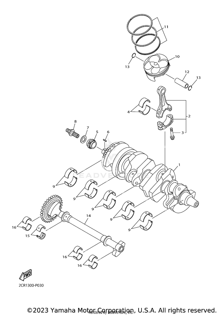 Crankshaft Piston YZFR1 - YZFR1FCB - 2015 Schematic
