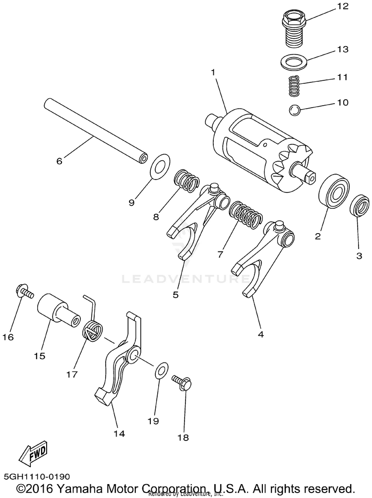 Shift Cam Fork KODIAK 4WD - YFM400FAP - 2002 Schematic