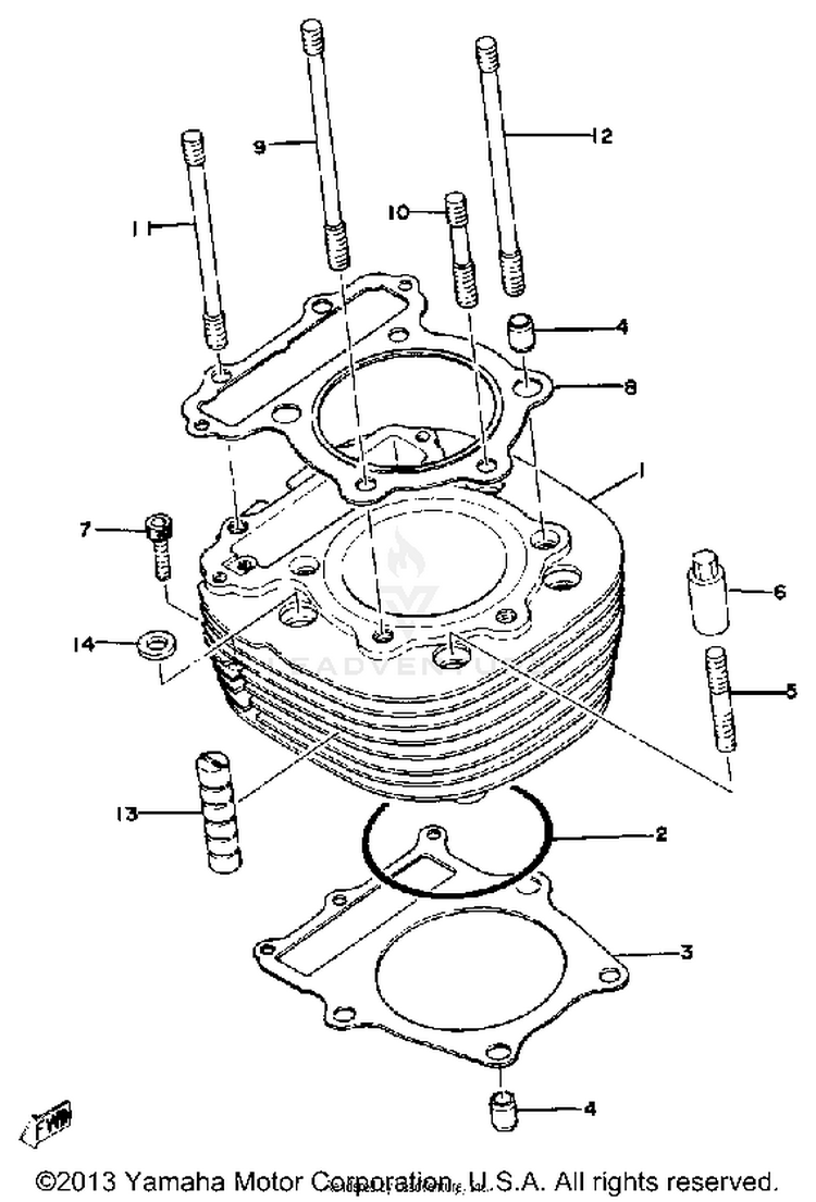 Cylinder XT500E_205 - 1978 Schematic